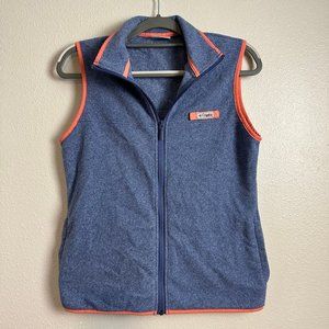 Columbia PFG Fleece Vest Women's Small | Dusty Blue with Coral Pink Trim Warm